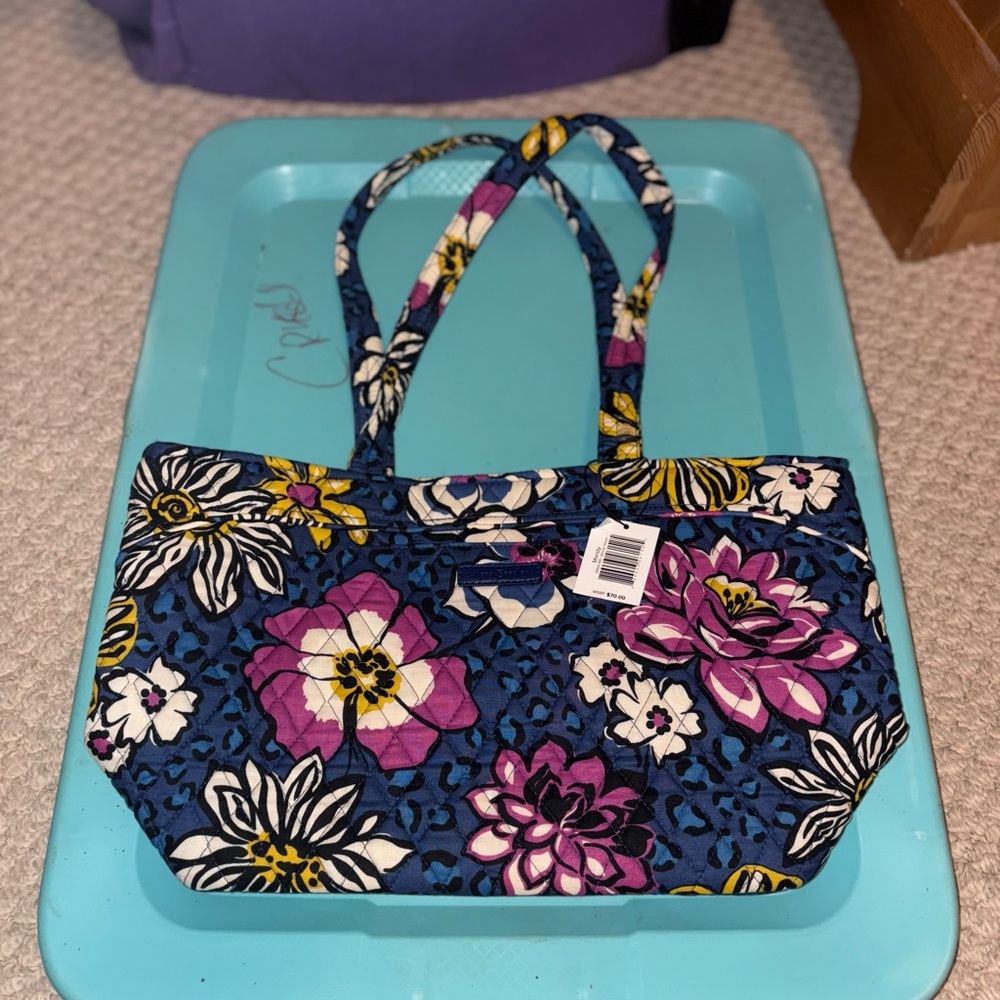 Vera Bradley Blue and Purple Floral Tote NWT